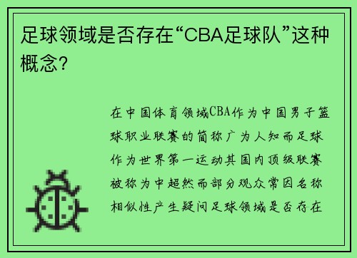 足球领域是否存在“CBA足球队”这种概念？